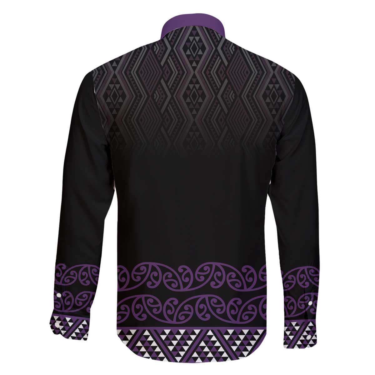 Maori Taniko Patterns Family Matching Off The Shoulder Long Sleeve Dress and Hawaiian Shirt Purple Niho Taniwha Mix Paatiki Motifs