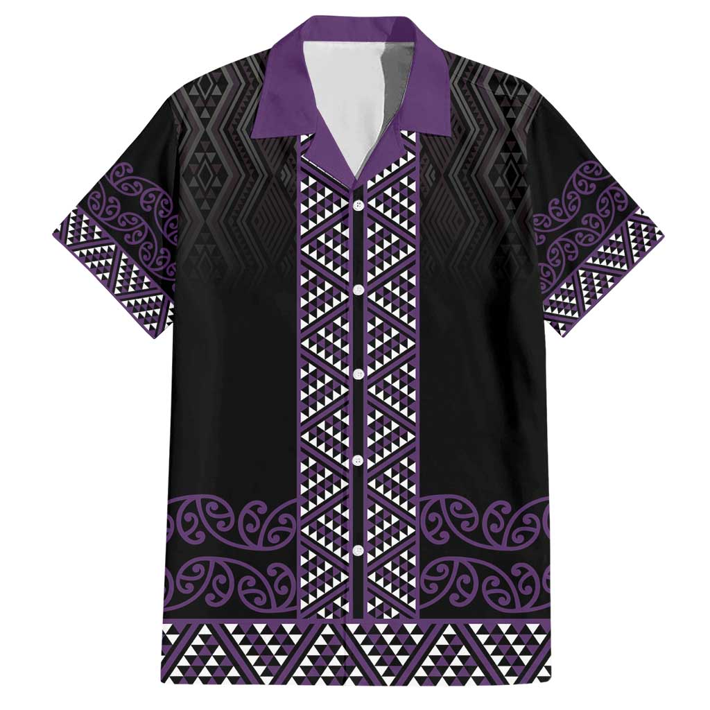 Maori Taniko Patterns Family Matching Short Sleeve Bodycon Dress and Hawaiian Shirt Purple Niho Taniwha Mix Paatiki Motifs LT7 Dad's Shirt - Short Sleeve Purple - Polynesian Pride