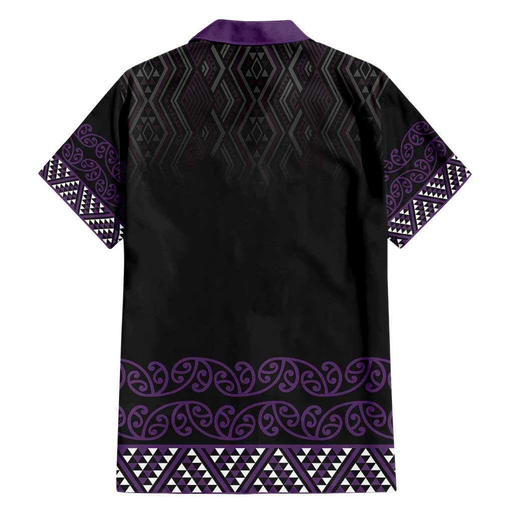 Maori Taniko Patterns Family Matching Short Sleeve Bodycon Dress and Hawaiian Shirt Purple Niho Taniwha Mix Paatiki Motifs LT7 - Polynesian Pride