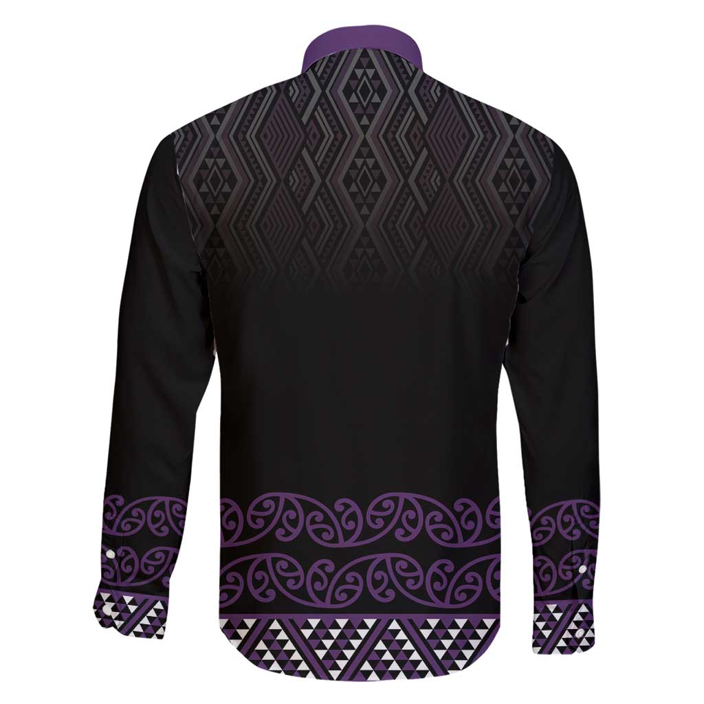 Maori Taniko Patterns Family Matching Short Sleeve Bodycon Dress and Hawaiian Shirt Purple Niho Taniwha Mix Paatiki Motifs LT7 - Polynesian Pride