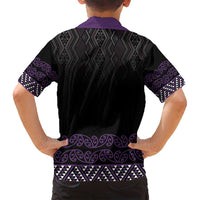 Maori Taniko Patterns Family Matching Summer Maxi Dress and Hawaiian Shirt Purple Niho Taniwha Mix Paatiki Motifs