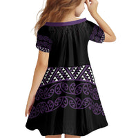 Maori Taniko Patterns Family Matching Summer Maxi Dress and Hawaiian Shirt Purple Niho Taniwha Mix Paatiki Motifs