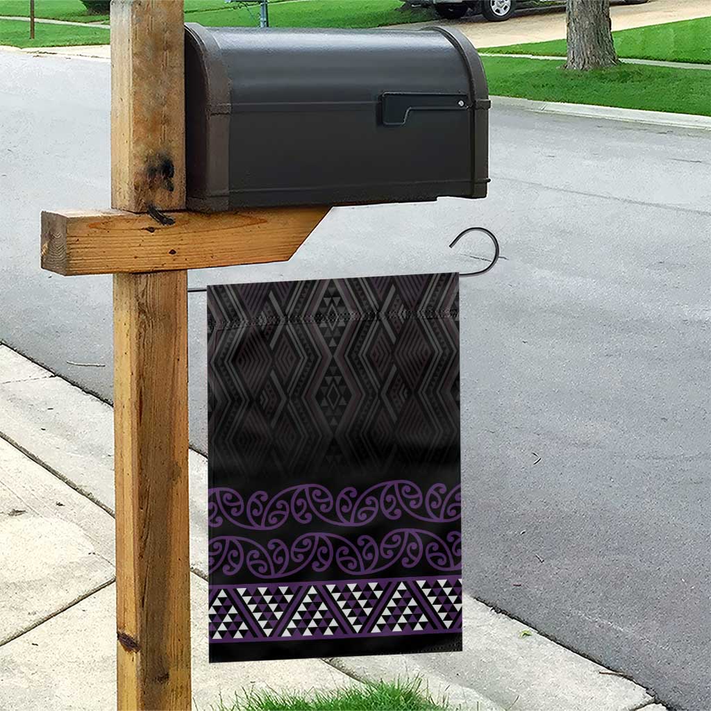 Maori Taniko Patterns Garden Flag Purple Niho Taniwha Mix Paatiki Motifs
