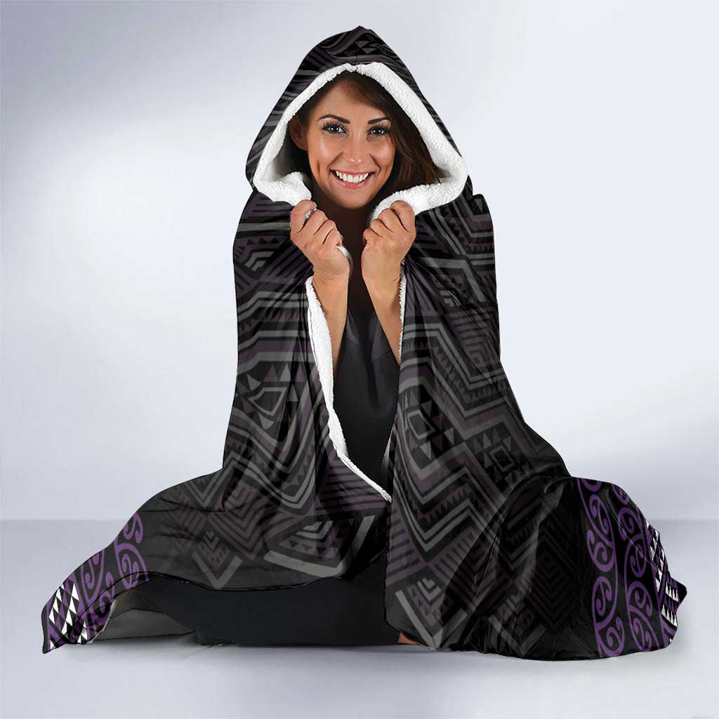 Maori Taniko Patterns Hooded Blanket Purple Niho Taniwha Mix Paatiki Motifs