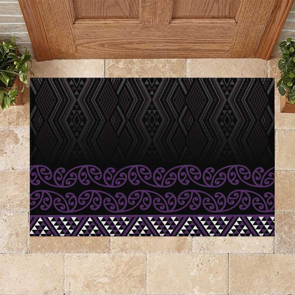 Maori Taniko Patterns Rubber Doormat Purple Niho Taniwha Mix Paatiki Motifs LT7 Purple - Polynesian Pride
