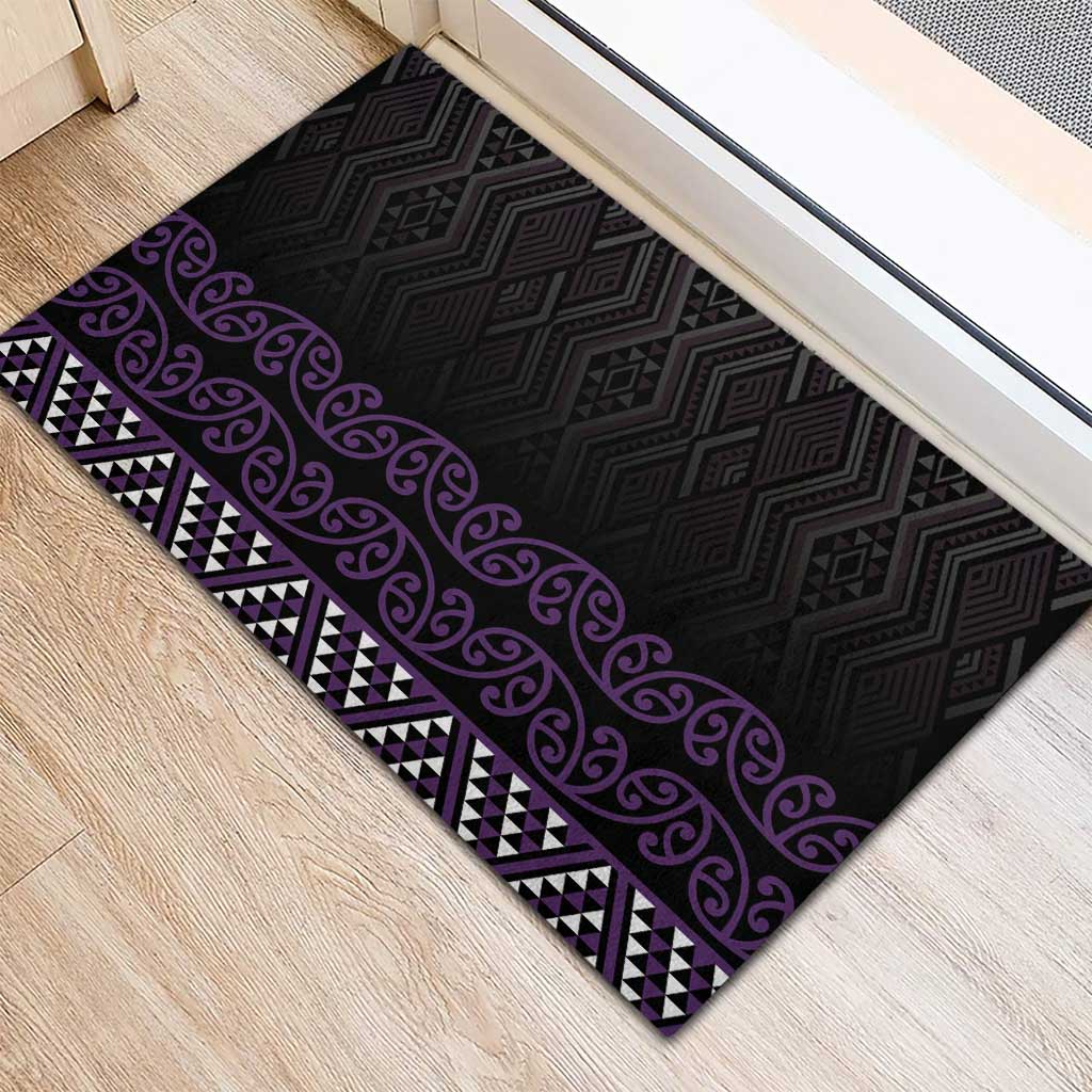 Maori Taniko Patterns Rubber Doormat Purple Niho Taniwha Mix Paatiki Motifs