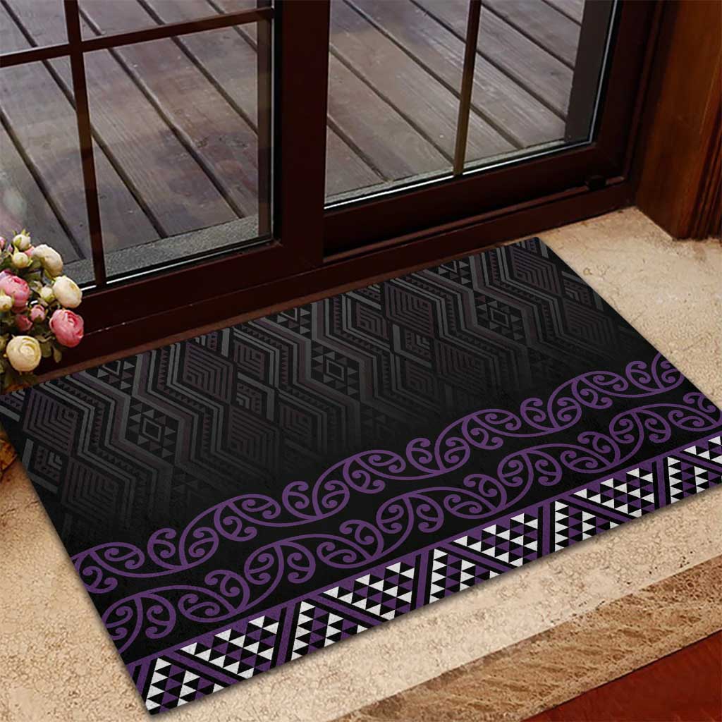 Maori Taniko Patterns Rubber Doormat Purple Niho Taniwha Mix Paatiki Motifs