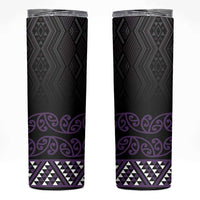 Maori Taniko Patterns Skinny Tumbler Purple Niho Taniwha Mix Paatiki Motifs LT7 Purple - Polynesian Pride