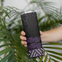 Maori Taniko Patterns Skinny Tumbler Purple Niho Taniwha Mix Paatiki Motifs LT7 - Polynesian Pride