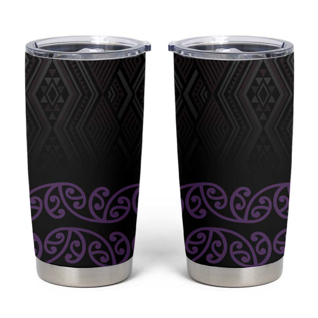 Maori Taniko Patterns Tumbler Cup Purple Niho Taniwha Mix Paatiki Motifs LT7 Purple - Polynesian Pride