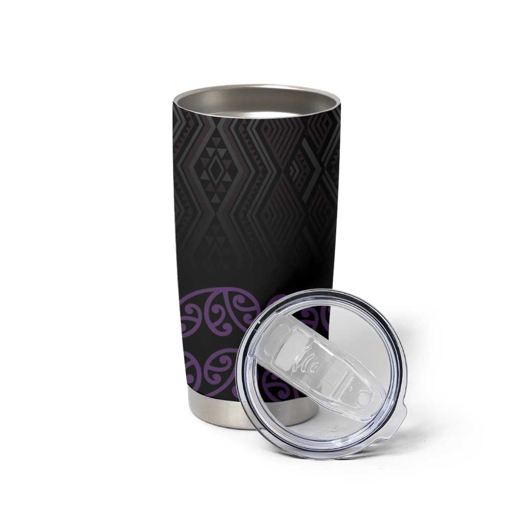 Maori Taniko Patterns Tumbler Cup Purple Niho Taniwha Mix Paatiki Motifs LT7 - Polynesian Pride