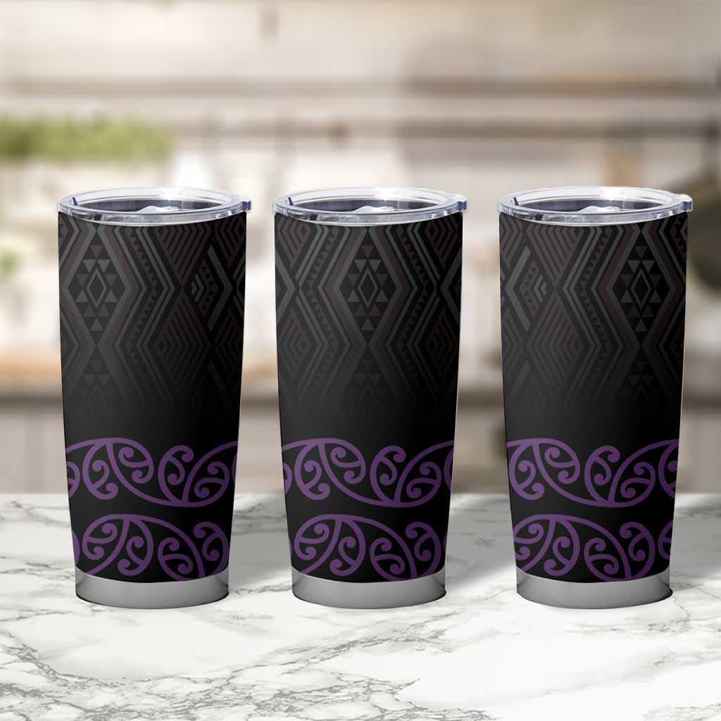 Maori Taniko Patterns Tumbler Cup Purple Niho Taniwha Mix Paatiki Motifs LT7 - Polynesian Pride