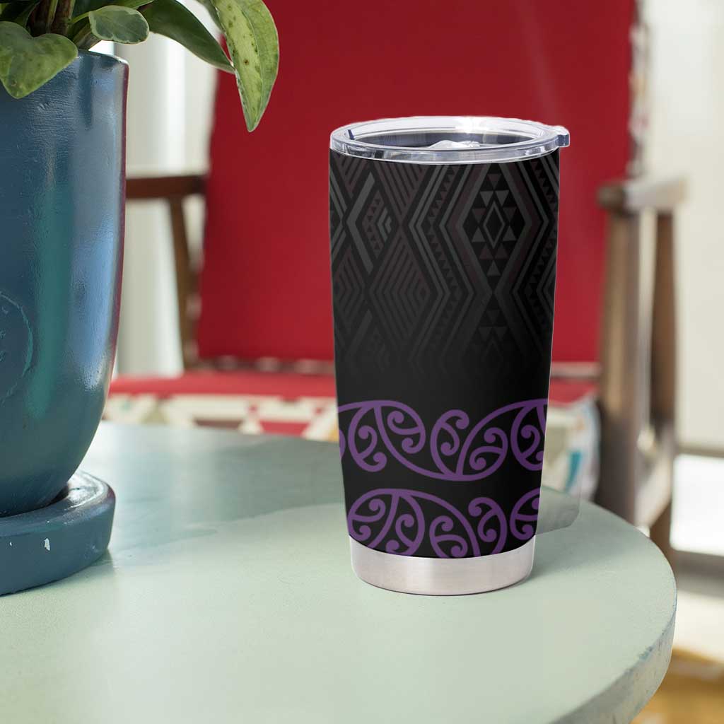 Maori Taniko Patterns Tumbler Cup Purple Niho Taniwha Mix Paatiki Motifs LT7 - Polynesian Pride