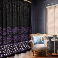 Maori Taniko Patterns Window Curtain Purple Niho Taniwha Mix Paatiki Motifs LT7 - Polynesian Pride