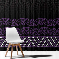 Maori Taniko Patterns Window Curtain Purple Niho Taniwha Mix Paatiki Motifs LT7 - Polynesian Pride