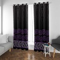 Maori Taniko Patterns Window Curtain Purple Niho Taniwha Mix Paatiki Motifs LT7 With Grommets Purple - Polynesian Pride