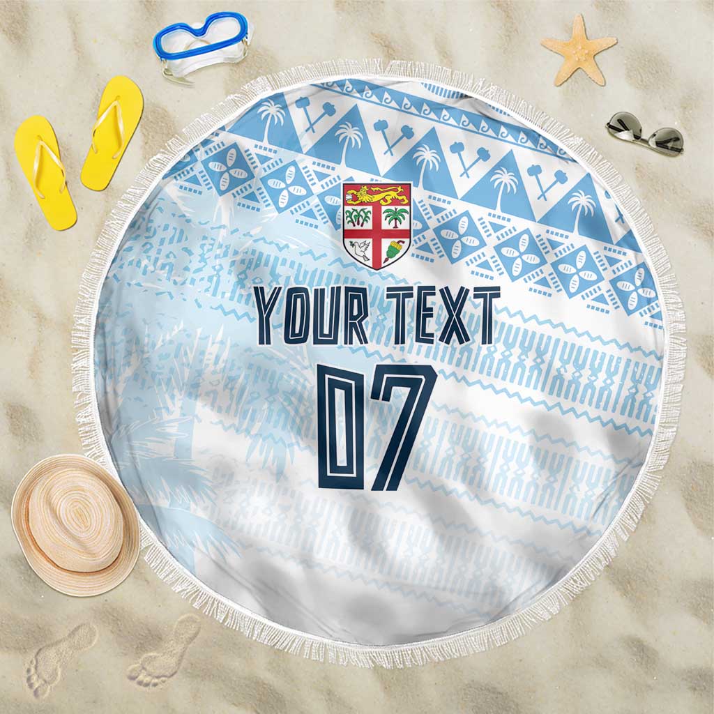 Fiji Rugby Custom Kaiviti Masi Beach Blanket Turquoise - Polynesian Pride