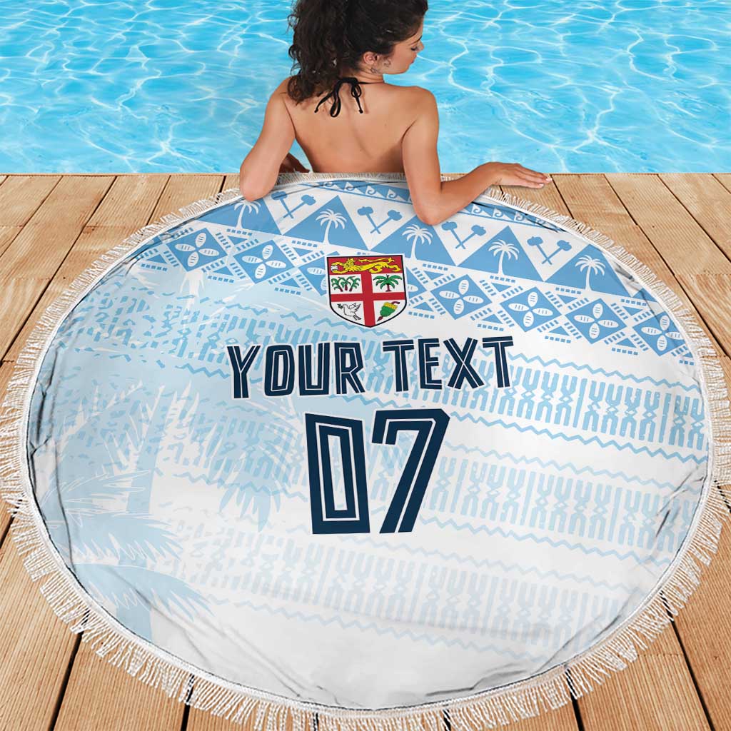 Fiji Rugby Custom Kaiviti Masi Beach Blanket Turquoise - Polynesian Pride