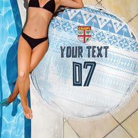 Fiji Rugby Custom Kaiviti Masi Beach Blanket Turquoise - Polynesian Pride