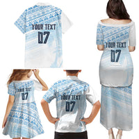 Fiji Rugby Custom Kaiviti Masi Family Matching Puletasi and Hawaiian Shirt Turquoise - Polynesian Pride