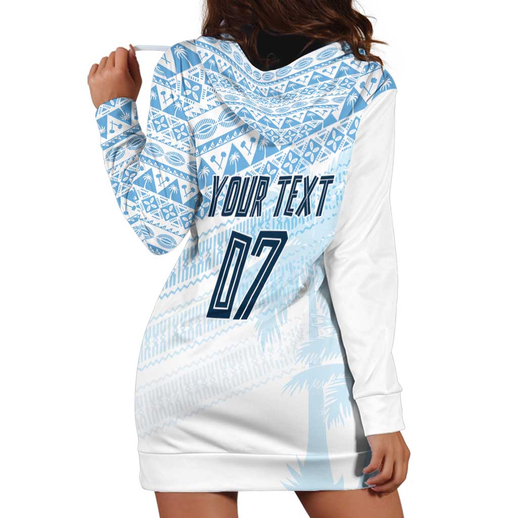 Fiji Rugby Custom Kaiviti Masi Hoodie Dress Turquoise - Polynesian Pride