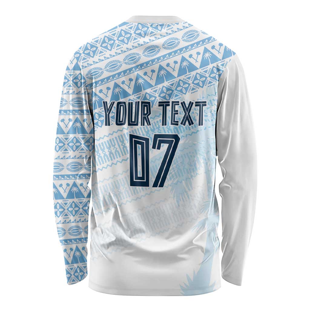 Fiji Rugby Custom Kaiviti Masi Long Sleeve Shirt Turquoise - Polynesian Pride