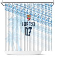 Fiji Rugby Custom Kaiviti Masi Shower Curtain Turquoise - Polynesian Pride
