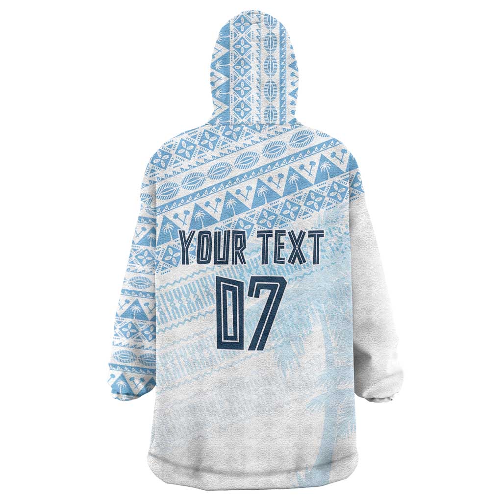 Fiji Rugby Custom Kaiviti Masi Wearable Blanket Hoodie Turquoise - Polynesian Pride