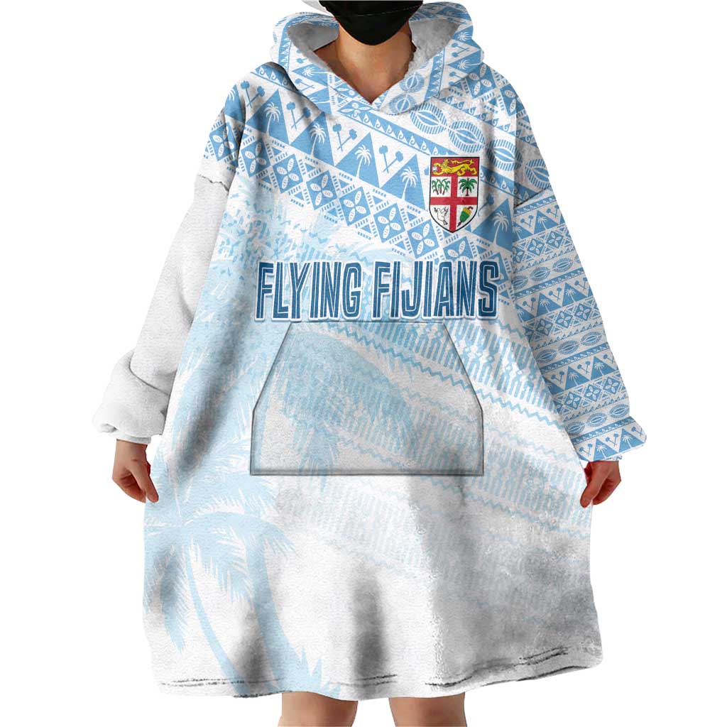 Fiji Rugby Custom Kaiviti Masi Wearable Blanket Hoodie Turquoise - Polynesian Pride