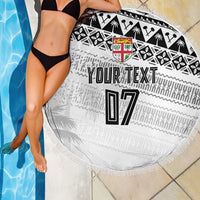 Fiji Rugby Custom Kaiviti Masi Beach Blanket Black - Polynesian Pride