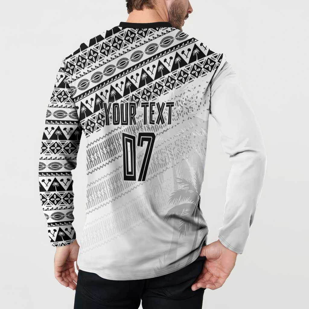 Fiji Rugby Custom Kaiviti Masi Button Sweatshirt Black - Polynesian Pride