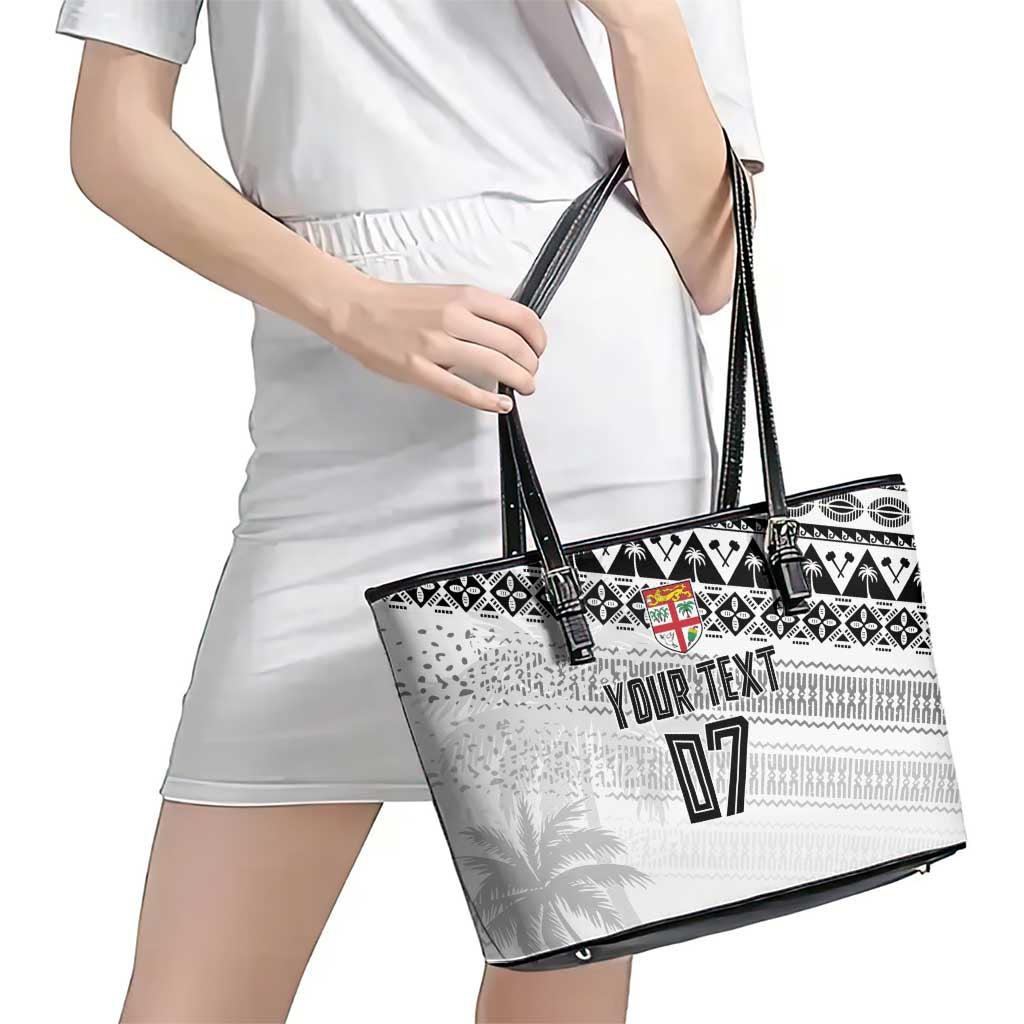 Fiji Rugby Custom Kaiviti Masi Leather Tote Bag Black - Polynesian Pride