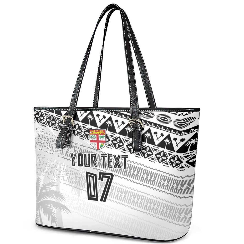 Fiji Rugby Custom Kaiviti Masi Leather Tote Bag Black - Polynesian Pride