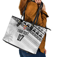 Fiji Rugby Custom Kaiviti Masi Leather Tote Bag Black - Polynesian Pride