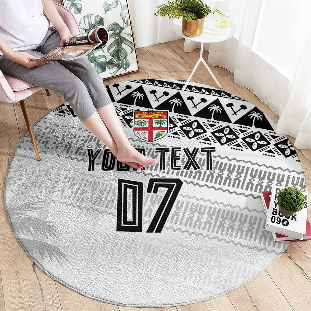 Fiji Rugby Custom Kaiviti Masi Round Carpet Black - Polynesian Pride