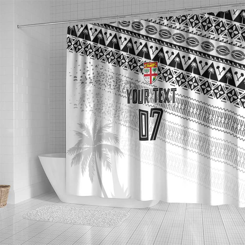 Fiji Rugby Custom Kaiviti Masi Shower Curtain Black - Polynesian Pride