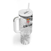 Fiji Rugby Custom Kaiviti Masi Tumbler With Handle Black LT7 - Polynesian Pride