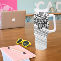 Fiji Rugby Custom Kaiviti Masi Tumbler With Handle Black LT7 - Polynesian Pride