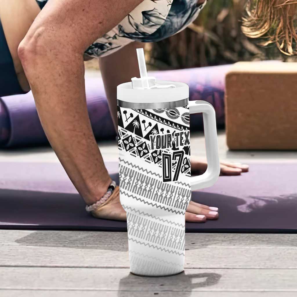 Fiji Rugby Custom Kaiviti Masi Tumbler With Handle Black LT7 - Polynesian Pride