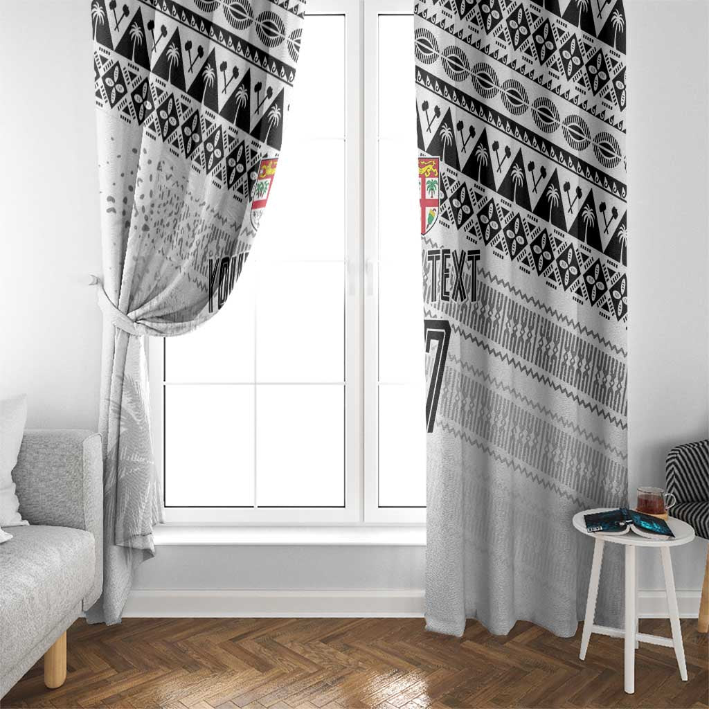 Fiji Rugby Custom Kaiviti Masi Window Curtain Black LT7 - Polynesian Pride
