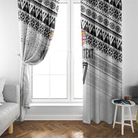 Fiji Rugby Custom Kaiviti Masi Window Curtain Black LT7 - Polynesian Pride