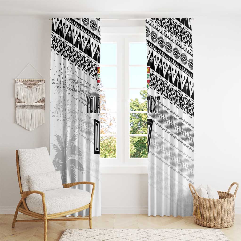 Fiji Rugby Custom Kaiviti Masi Window Curtain Black LT7 - Polynesian Pride