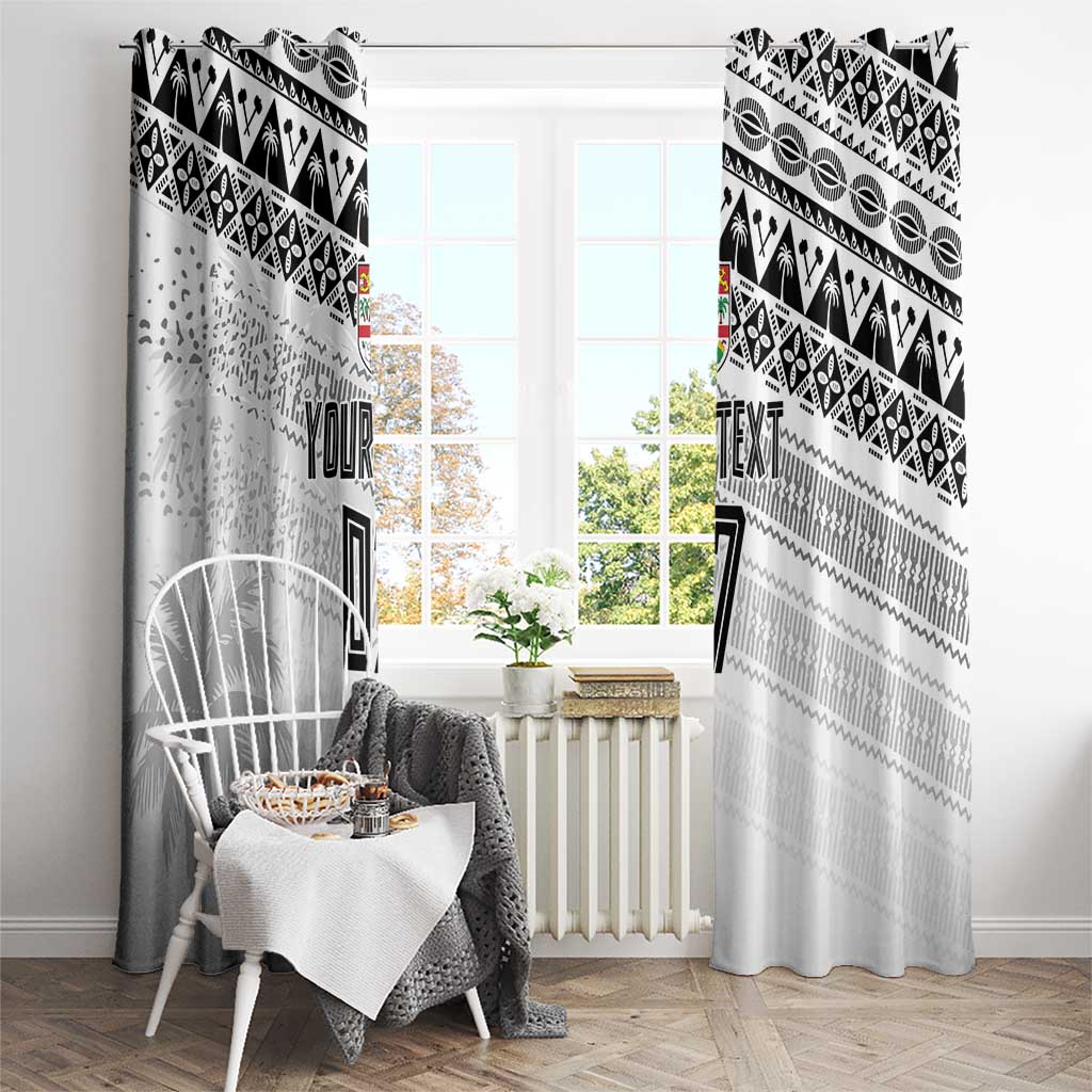 Fiji Rugby Custom Kaiviti Masi Window Curtain Black LT7 - Polynesian Pride