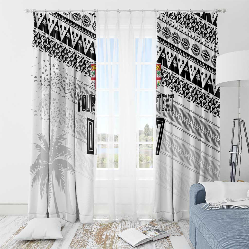 Fiji Rugby Custom Kaiviti Masi Window Curtain Black LT7 - Polynesian Pride