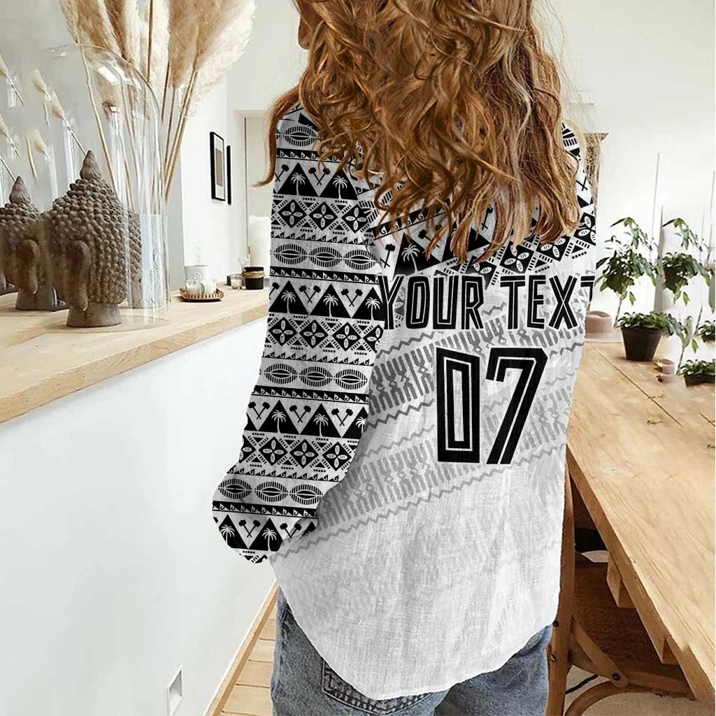 Fiji Rugby Custom Kaiviti Masi Women Casual Shirt Black - Polynesian Pride