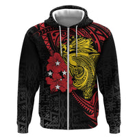 Papua New Guinea 49th Independence Day Hoodie Motuan Revareva Bird-of-Paradise LT7 Zip Hoodie Black - Polynesian Pride