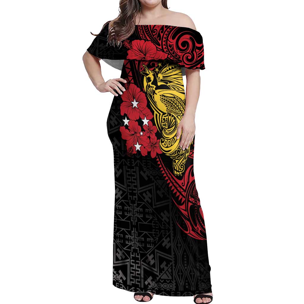 Papua New Guinea 49th Independence Day Off Shoulder Maxi Dress Motuan Revareva Bird-of-Paradise
