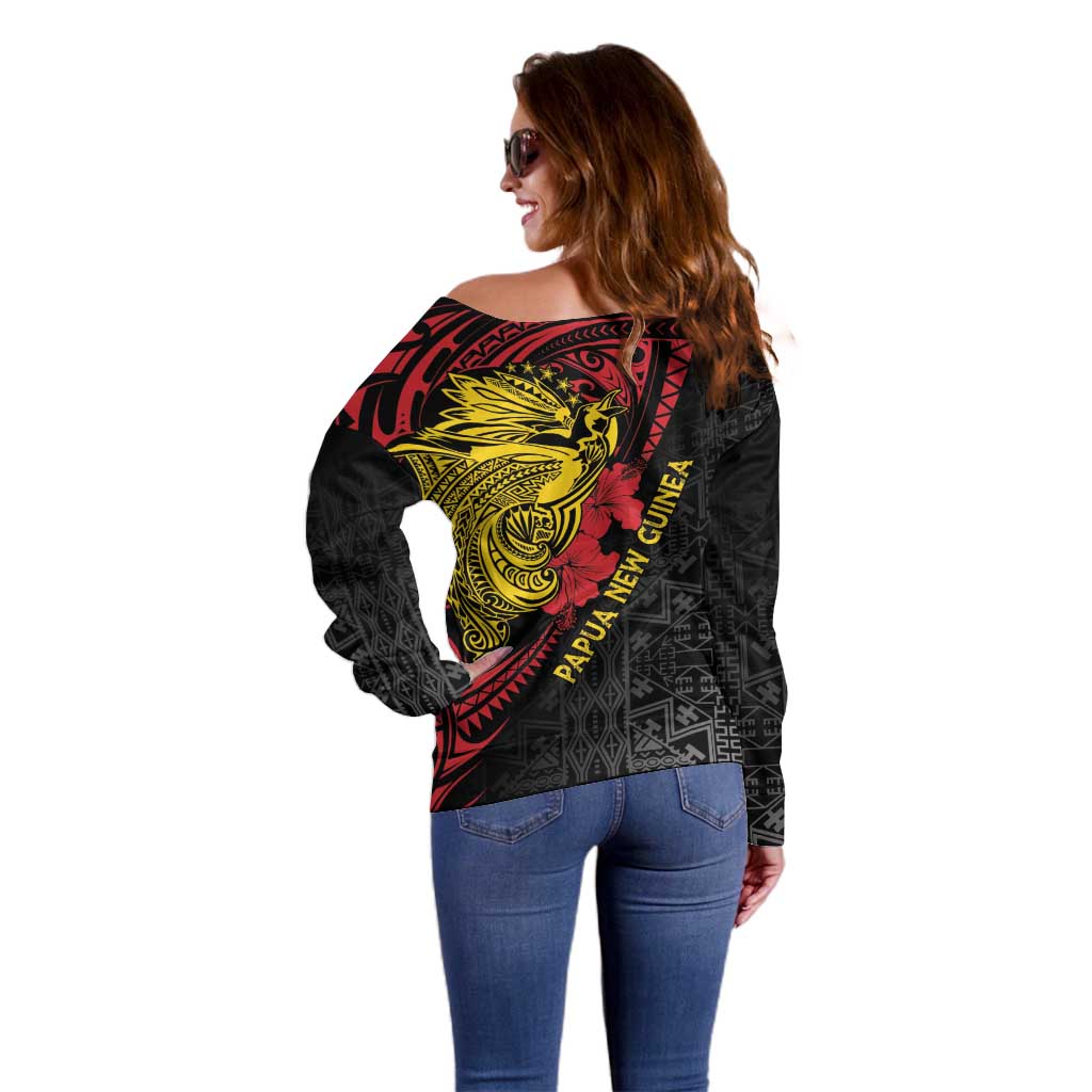 Papua New Guinea 49th Independence Day Off Shoulder Sweater Motuan Revareva Bird-of-Paradise LT7 - Polynesian Pride