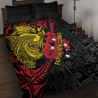 Papua New Guinea 49th Independence Day Quilt Bed Set Motuan Revareva Bird-of-Paradise LT7 Black - Polynesian Pride