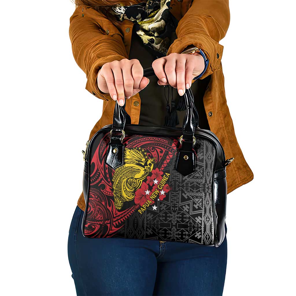 Papua New Guinea 49th Independence Day Shoulder Handbag Motuan Revareva Bird-of-Paradise LT7 One Size Black - Polynesian Pride